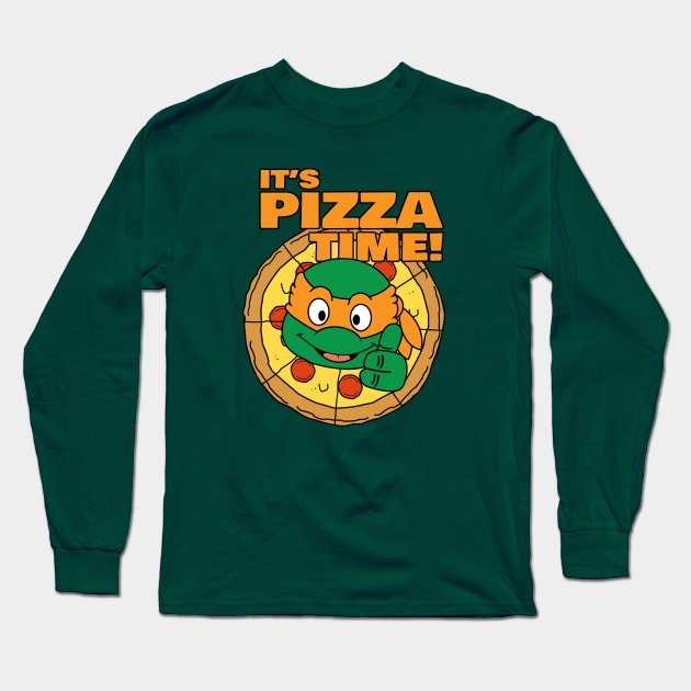 Michaelangelo Pizza Time Long Sleeve T-Shirt by liora natalia